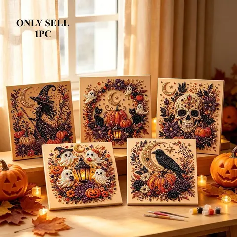 Halloween Diamond Painting Kit, Creative Ghost-Themed Craft, DIY Diamond Arts, Unframed, Ideal for Fun Adult Projects, Home Decor and Holiday Gifting