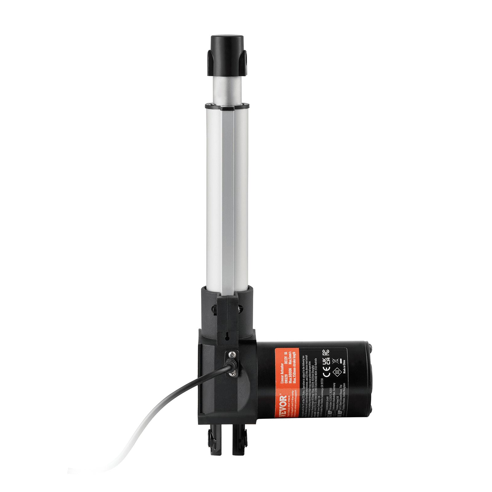 VEVOR Linear Actuator 12V, 6 Inch Heavy Duty 1320lbs/6000N Linear Actuator, 0.19"/s Linear Motion Actuator with Mounting Bracket & IP44 Protection for Electric Door Industrial Machinery Vessels Cargo VEVOR Linear Actuator 12V, 6 Inch Heavy Duty 1320lbs/6000N Linear Actuator, 0.19"/s Linear Motion Actuator with Mounting Bracket & IP44 Protection for Electric Door Industrial Machinery Vessels Cargo