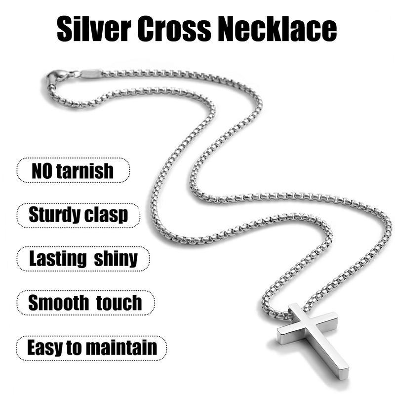 Stainless Steel Cross Necklace for Men and Women (Unisex), Mens Necklaces with 2.5mm Cross Chain