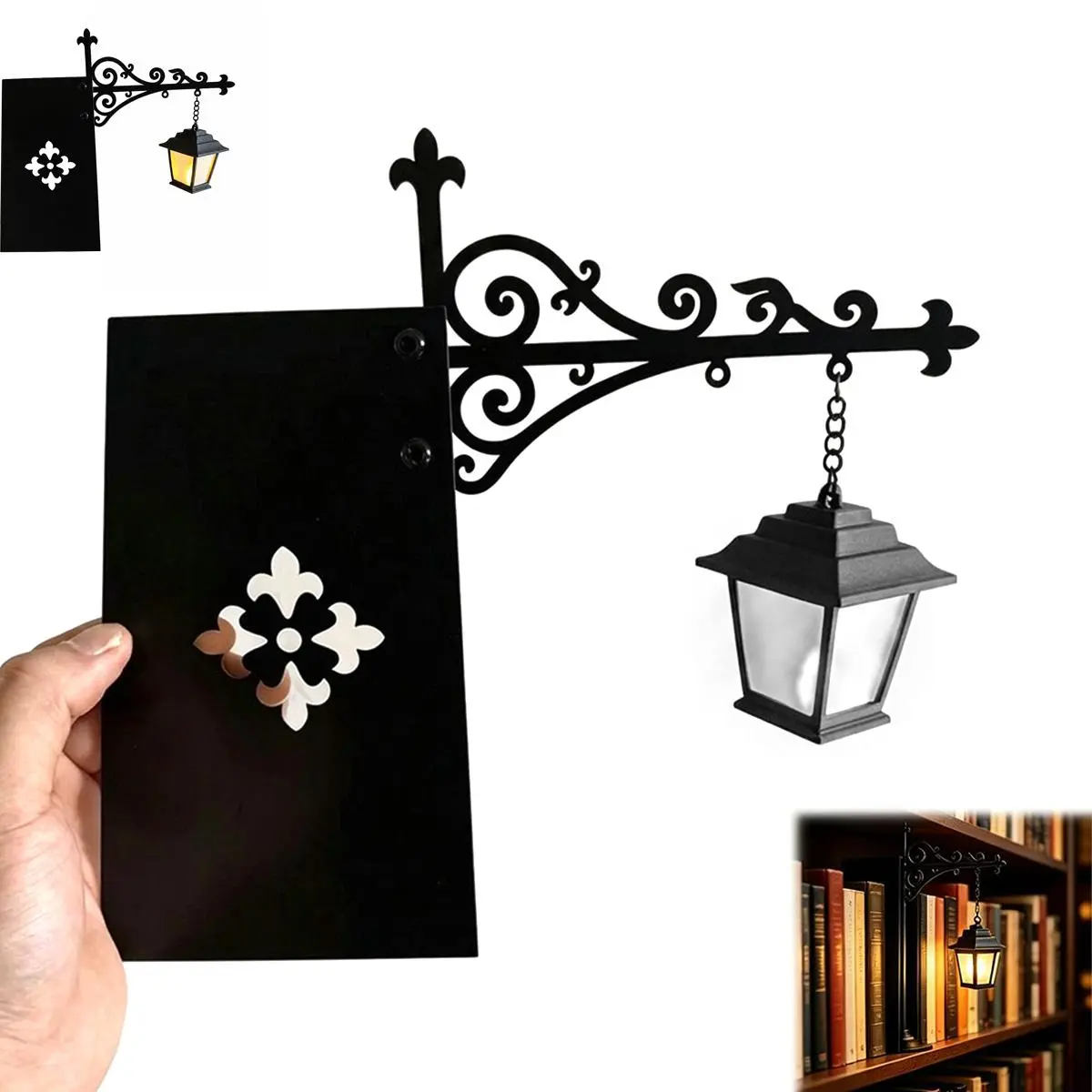 Vintage Fantasy Library Lantern - Wireless Portable Warm LED Candlelight Effect Decor, Gothic Metal Frame DIY Accessory for Bookworms, Reading Ambiance (Toys & Hobbies)