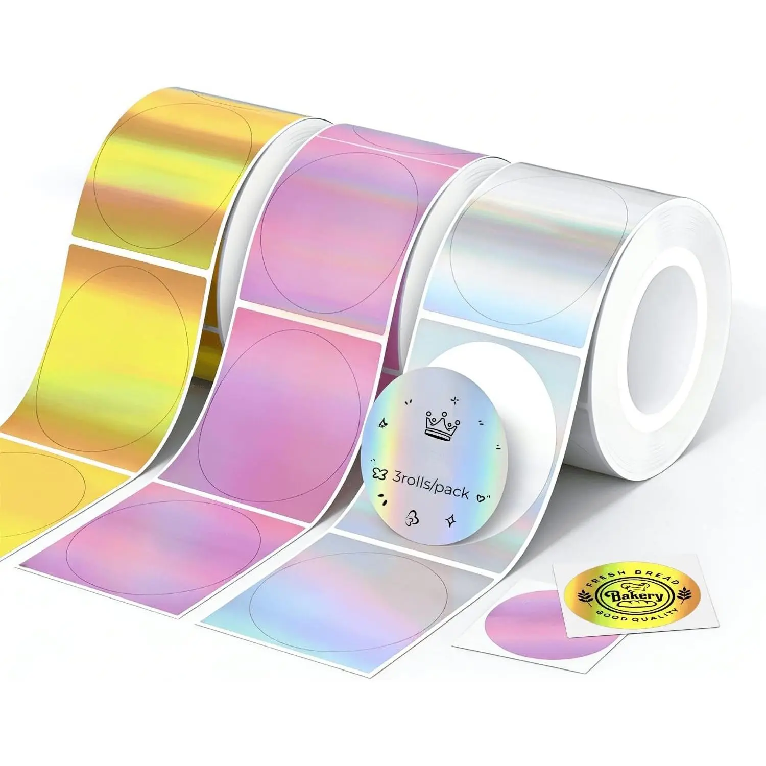 Thermal Printer Stickers 2" Round Holographic   300ct