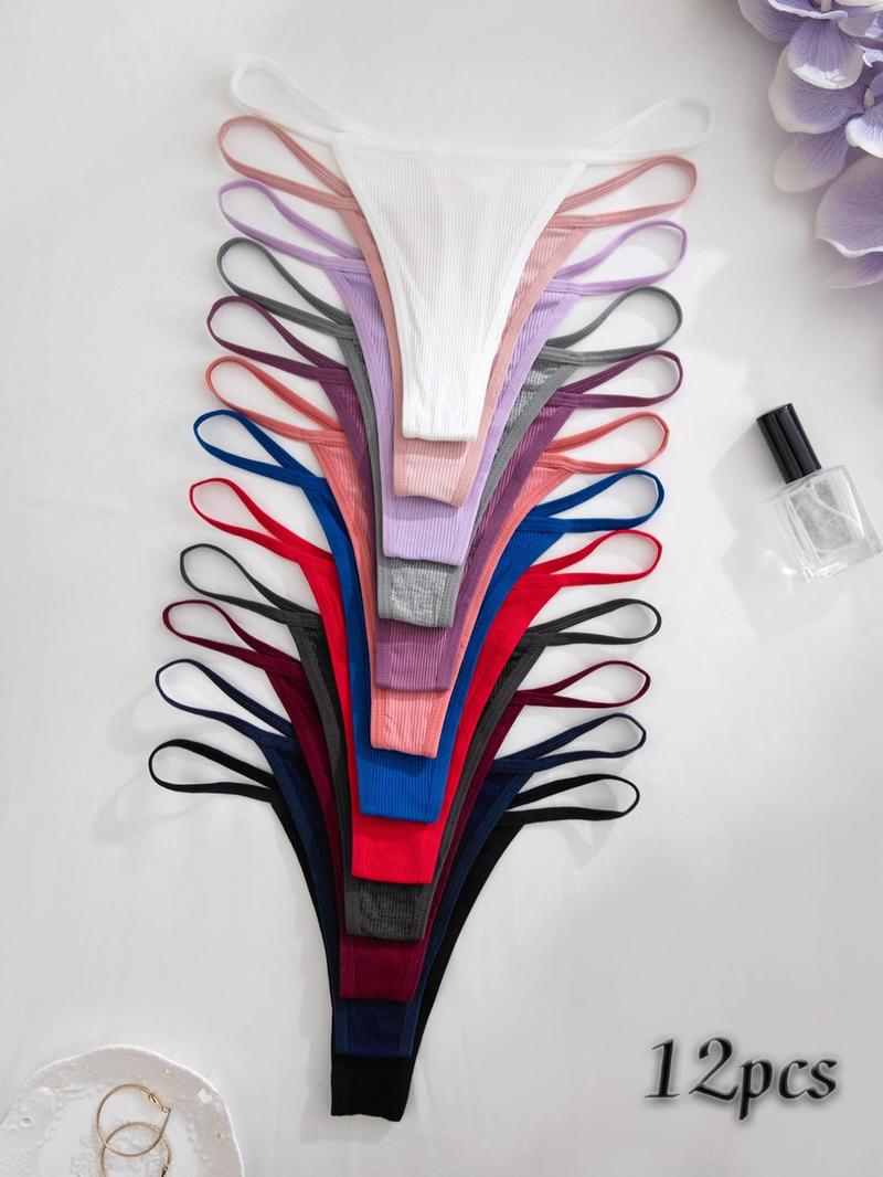 Women's Solid-Color Thongs, Comfortable Soft Breathable Panties for Daily Wear, Women's Underwear for All Seasons, Soft Comfy Panties