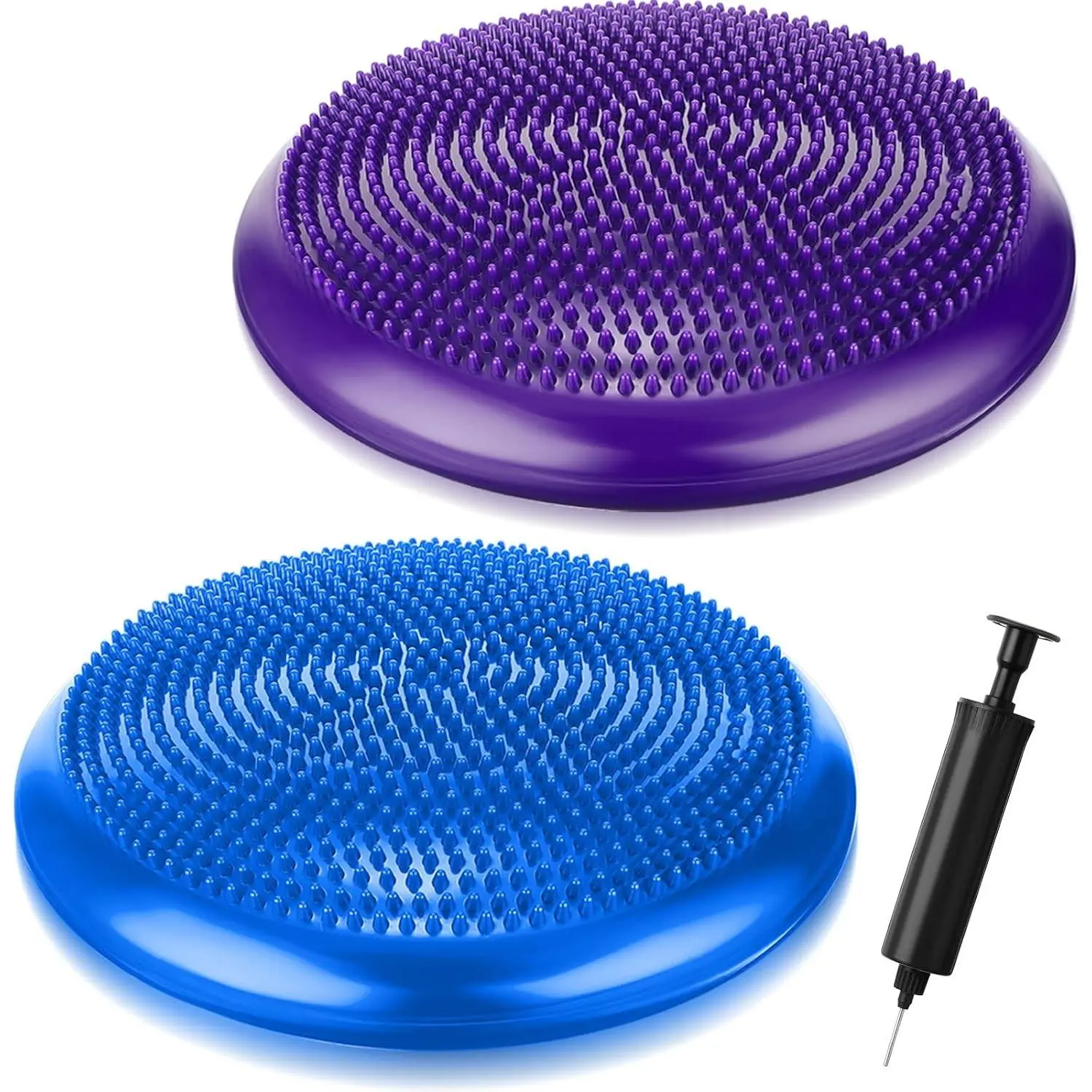 2 Pcs Balance Disc Inflated Wobble Cushion for Sensory Kids 13.4 Inch Wiggle Seat Flexible Seating with Hand Pump for Kids Men Women Classroom Exercise Office Home Chair