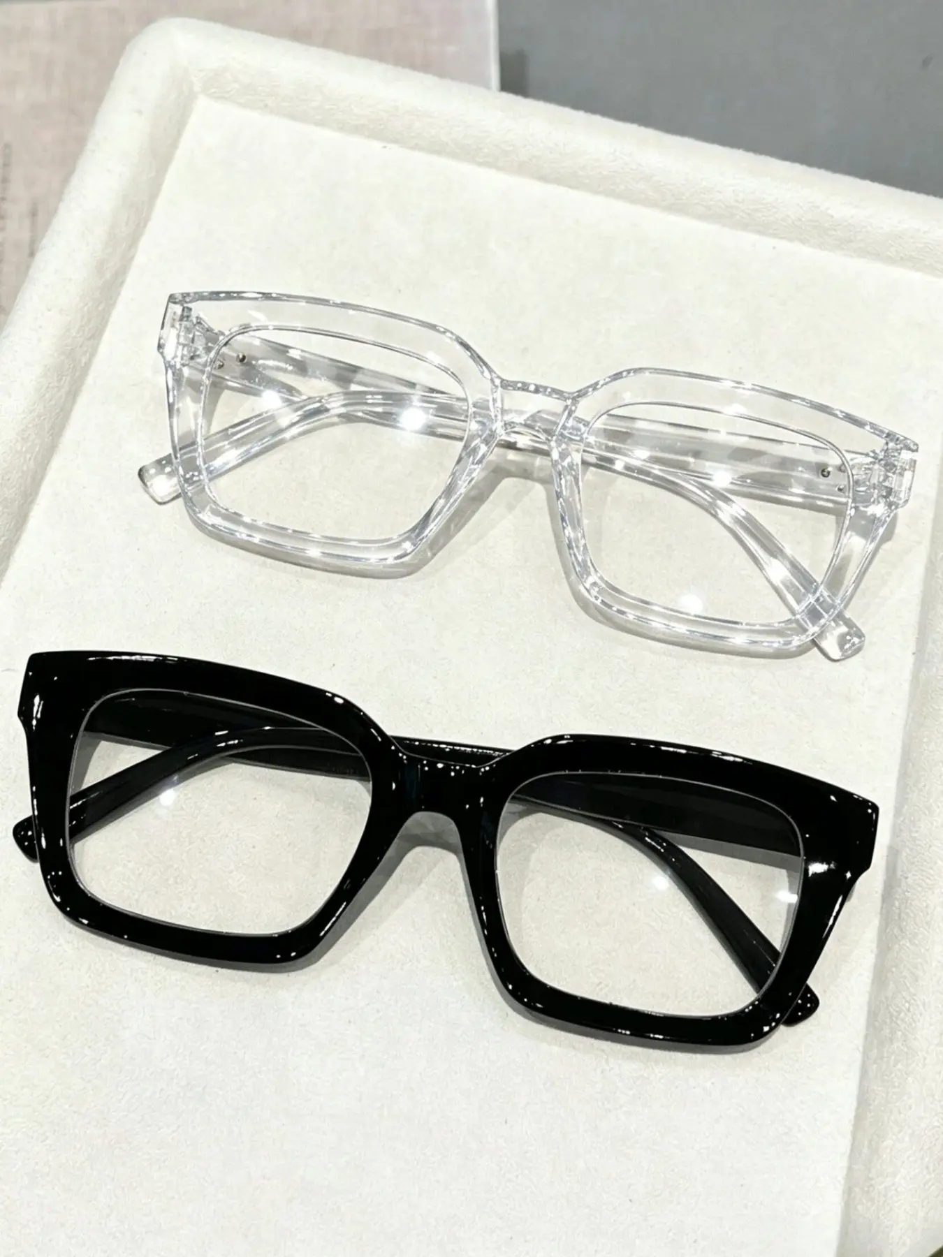2026 New Arrival 2 Pairs Unisex Square Plastic Frame Glasses, Transparent Frame Glasses, Suitable for Face Shaping, Spring Trip Party, All Seasons Casual Style