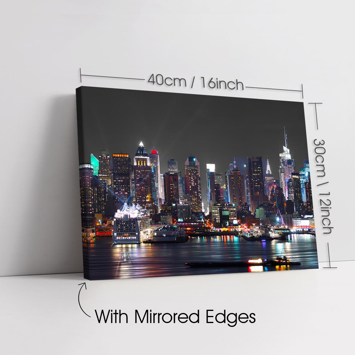 New York City Night View Canvas Print with Frame, Modern Art Decoration, Living Room Bedroom Decoration, Hallway Office Mural, Ideal Gift, Poster