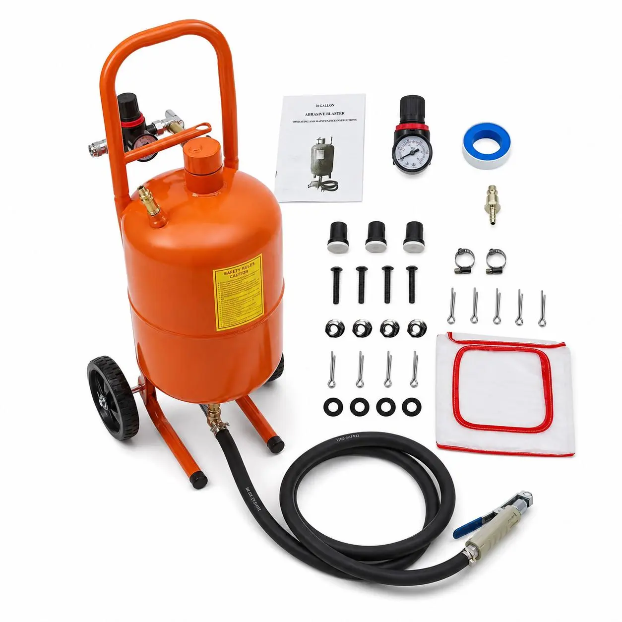 Versatile Portable Sand Blaster Machine - 10/20 Gallon Abrasive Blasting Tool with 4 Ceramic Nozzles, Oil-Water Separator & Pressure Gauge, For Rust, Paint, mark Removal - Works with Air Compressors