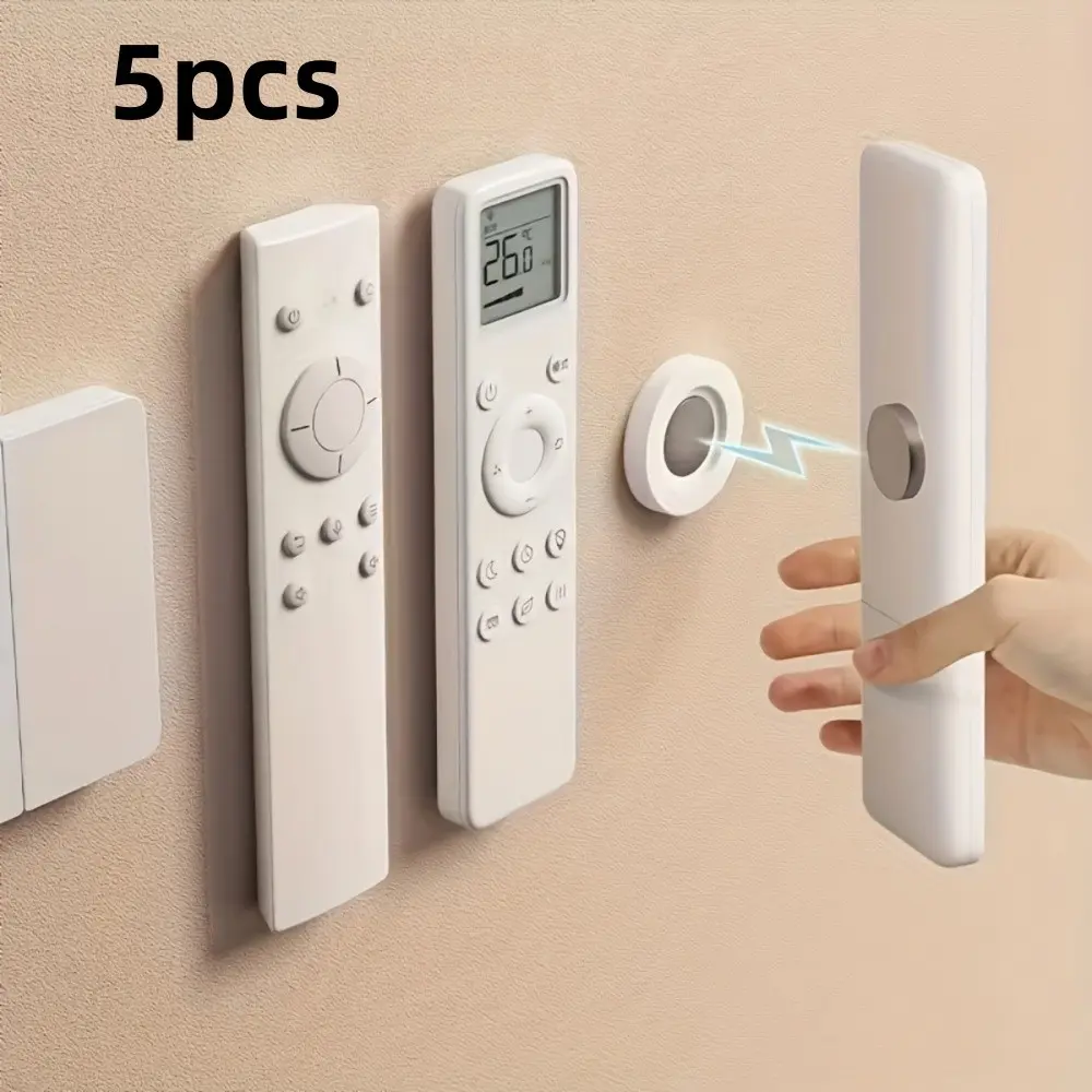5-Piece Magnetic Remote Holder Organiser Set, Space-Saving Wall Mount for TV & Ac Remotes, No-Drill Installation, Easy Setup, Adhesive Magnet Hooks
