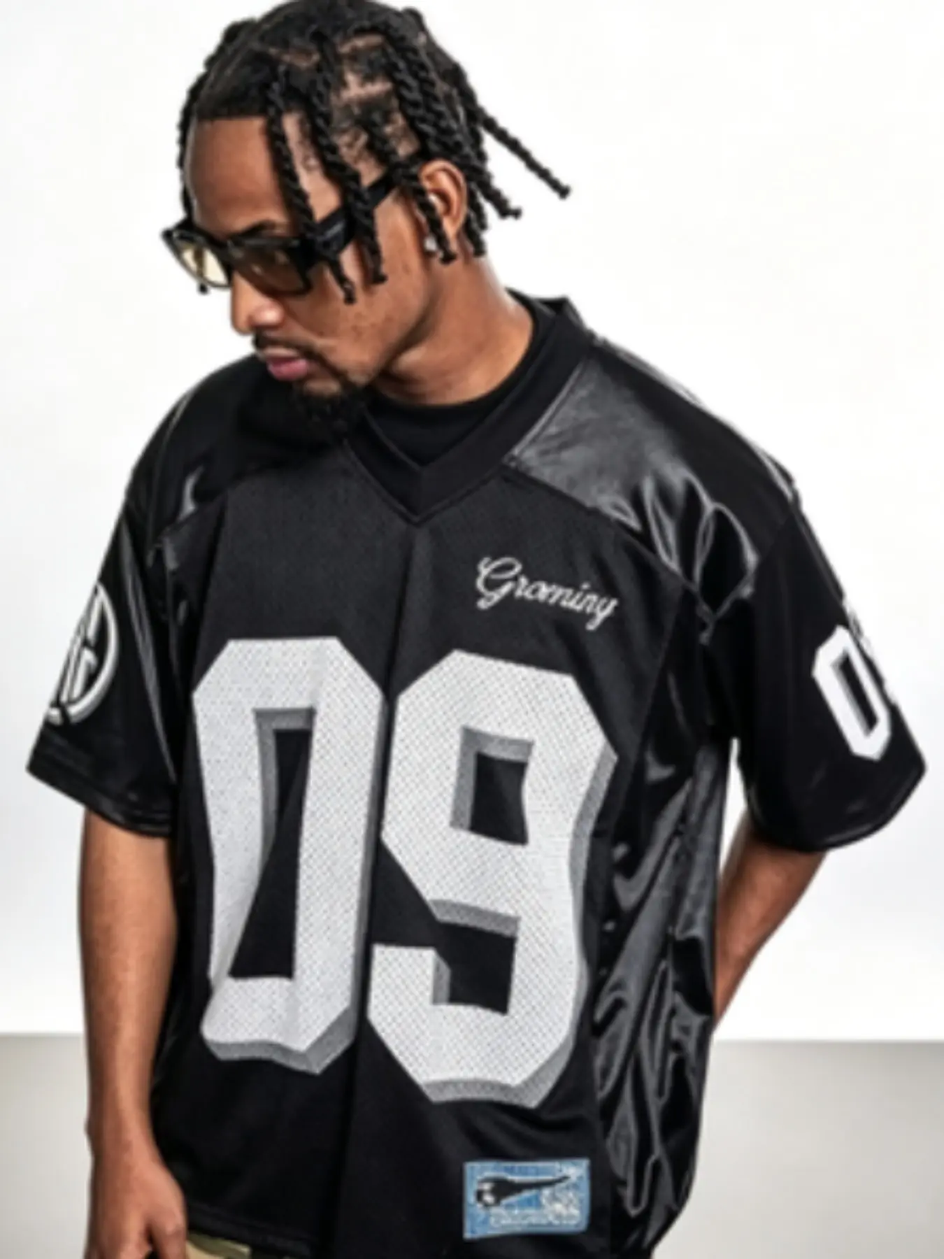 Vintage Hip-Hop Mesh Jersey, Streetwear Short Sleeve Top, Breathable Ice Silk Fabric, Comfortable and Versatile, Perfect for Casual Wear