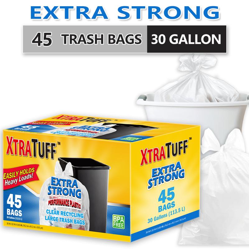 Boxs Of 45 Bags 30 Gallon Disposable Large Garbage Puncture Tear Resistant Trash Bags, 30 Gallon Capacity, Large Multipurpose Cleaning Supplies For Industrial, Garden, Home, And Commercial Use - Durable, Leak-Proof, And Easy To Use