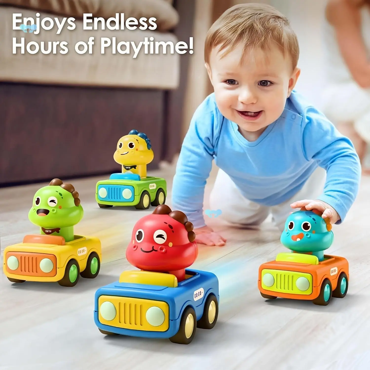 Press-Toy/Animal Car-Shaped Interactive Competition Toy with Big-Head Design & 360° Free Rotation – Colorful Egg Filler, Party Favor, Small Car Toys, Manual Operation, No Batteries Needed, Toy Cars, P