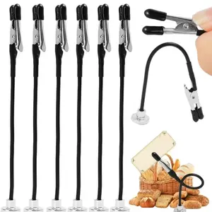 5-Pack Flexible Metal Rod Alligator Clips, Message Holder Clamps, Universal Price Tag Stand Clips, Versatile Office Supplies