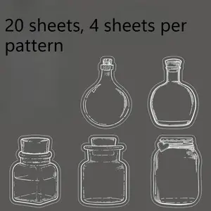 20 sheets/pack, transparent PET sticker pack, handmade DIY bottle, dried flower, handmade tent sticker, transparent bookmark, glass bottle sticker, decorative sticker.