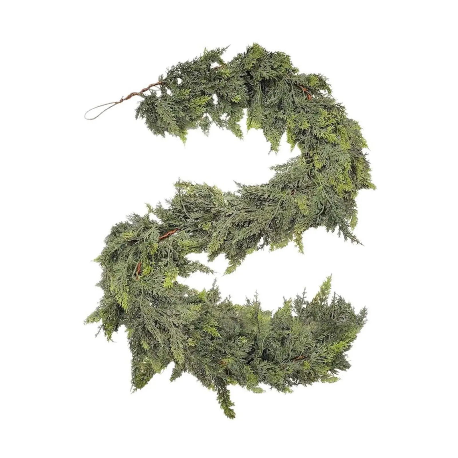 2 Pack Artificial Cedar Garland, Realistic Lifelike Evergreen Cypress Greenery Pine Garland Flexible Bendable Faux Juniper Vine, Reusable No Maintenance Winter Christmas Green Garland for Fireplace Mantel, Staircase Railing, Front Door Wall Hanging Decor