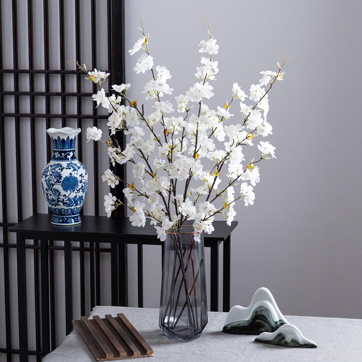 Spring artificial flowers, multi-branched cherry blossom branches, wedding floral arrangements, home decor artificial flowers, hotel decorations, artificial peach blossoms