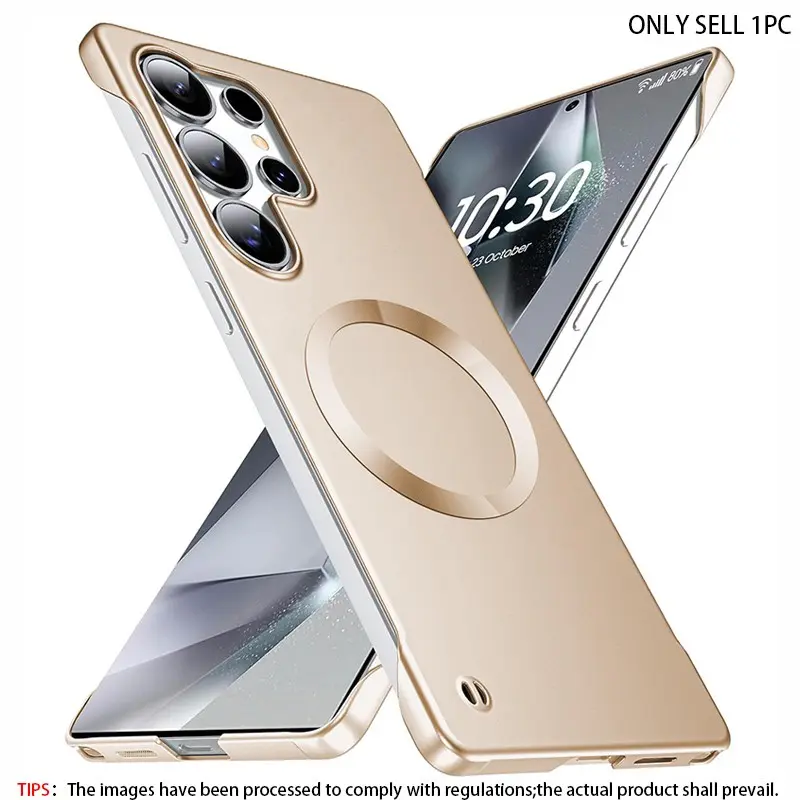 Magnetic, Protective, Smartphone shell, Matte, ultra-thin frameless phone case suitable for Samsung Galaxy S24 S23 Ultra, Plus, compatible with MagSafe wireless charging, anti fingerprint properties, and glossy CD design