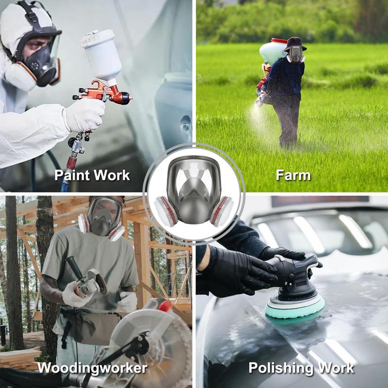 Reusable Respirators Reusable Full Face Mask with Filter Cartridge - 17 in 1 Multi-Function Safety