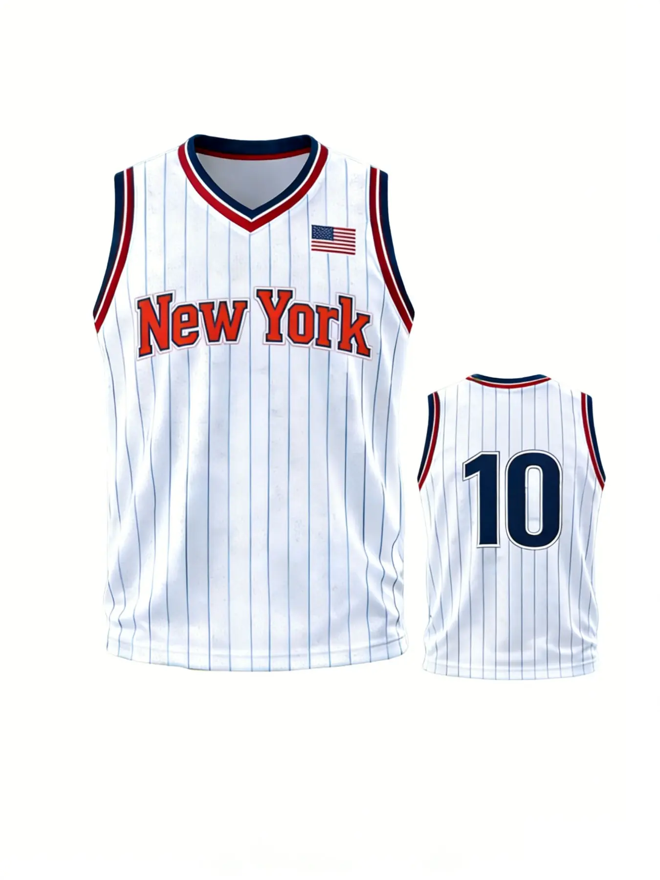 Customized basketball jerseys for the US team, featuring red, white and blue color combination, quick-drying and breathable fabric, V-neck and sleeveless design, USA Shield style American sports jersey, Sports Top