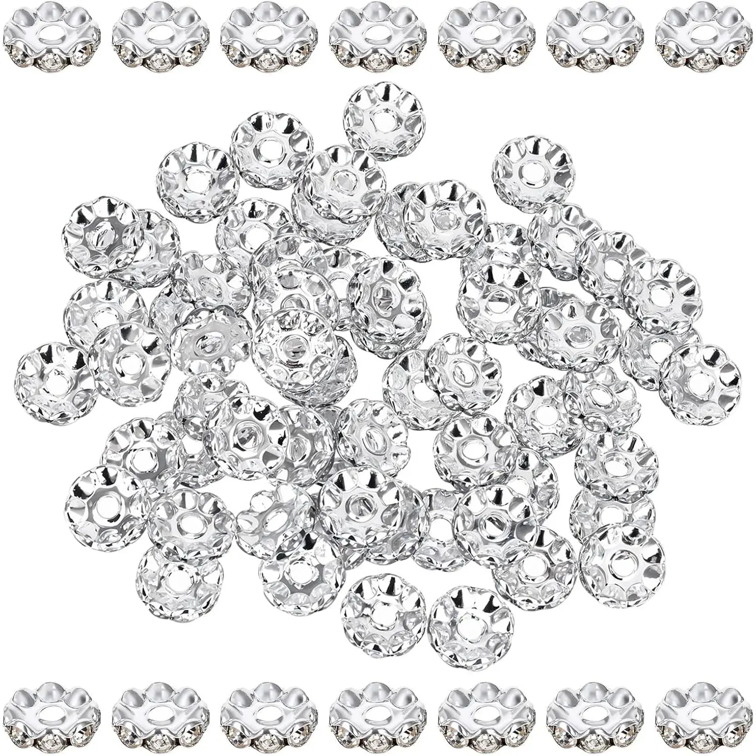 100 count Rhinestone Beads for Pens Making, 12mm White Round  Spacer Beads, Spacer Bead for DIY Bracelet Necklace  Making Supplies