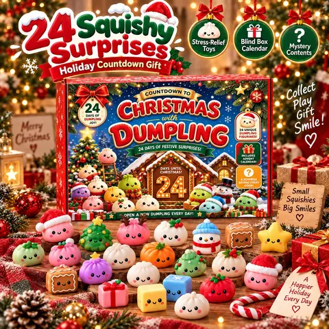2026 Dumpling Squishy Advent Calendar – 24-Day Christmas Countdown Sensory Fidget Toy with Slow-Rising Squeeze & Stress-Relief Surprise