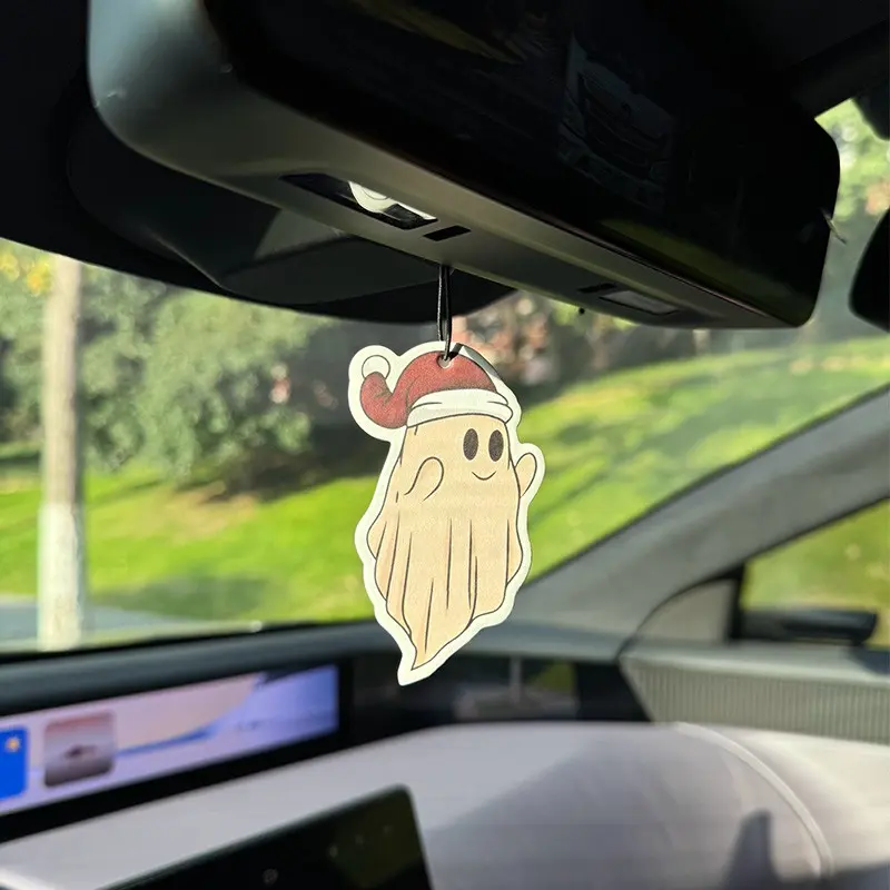 Hilton Cute Christmas Ghost Car Air Freshener Car Fragrance, Natural Plant Extract, Alcohol-Free, Heat Resistant, Long Lasting, Odor Eliminator Car Odor Remover