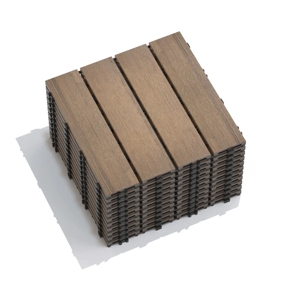 Patio Floor Tiles Pack of 11  WPC Wood-Plastic Composite Patio Deck Tiles DIY Interlocking Decking Tiles, Quick Deck Floor Tile, Court Tile, Water Resistant Indoor Outdoor -11.8" Oak # french laid tiles
