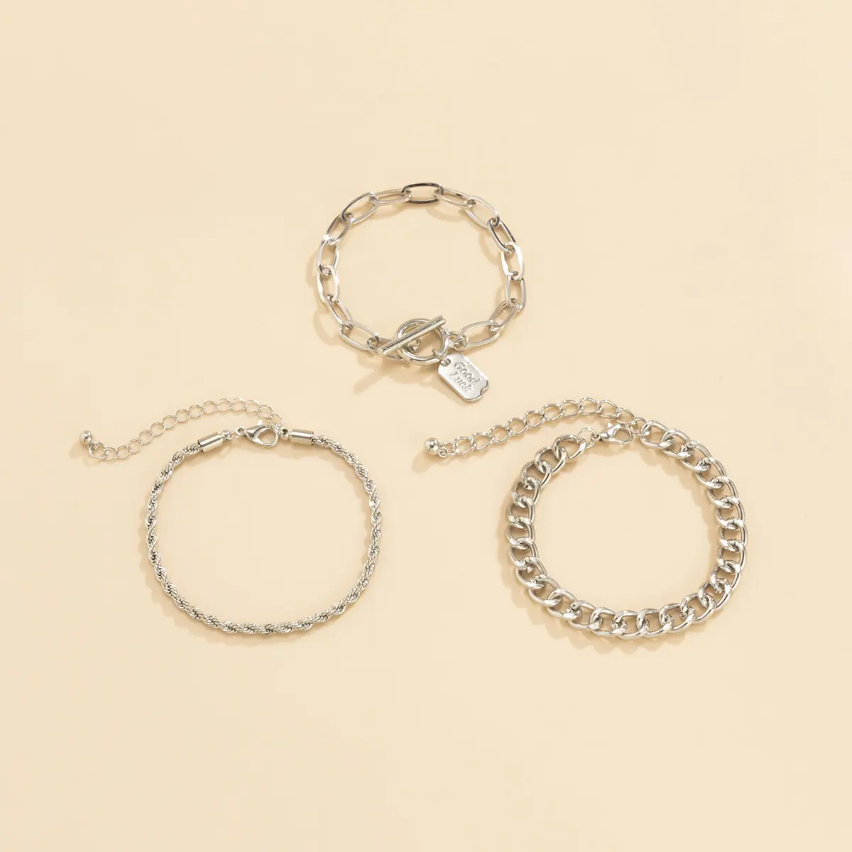 Silver Chain Bracelet for Women, Layered Link Bracelet with Toggle Clasp Charm, Minimalist Y2K Jewelry, Trendy Street Style Bracelet, Dainty Fashion Accessories for Daily Wear Party Date Outfit Birthday Gift for Her