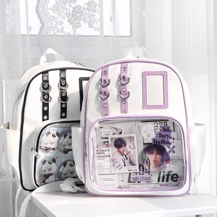 Y2K Cute Mini Backpack Women Fashion ItaBag Sweet Girl Transparent Rucksack DIY Personality Display Knapsack Lolita Shoulder Bag