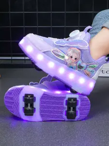 Four-Wheel Roller Skates with Lights, Detachable Two-In-One Sports Shoes, Velcro Closure, Fashionable Casual Shoes for Boys and Girls
