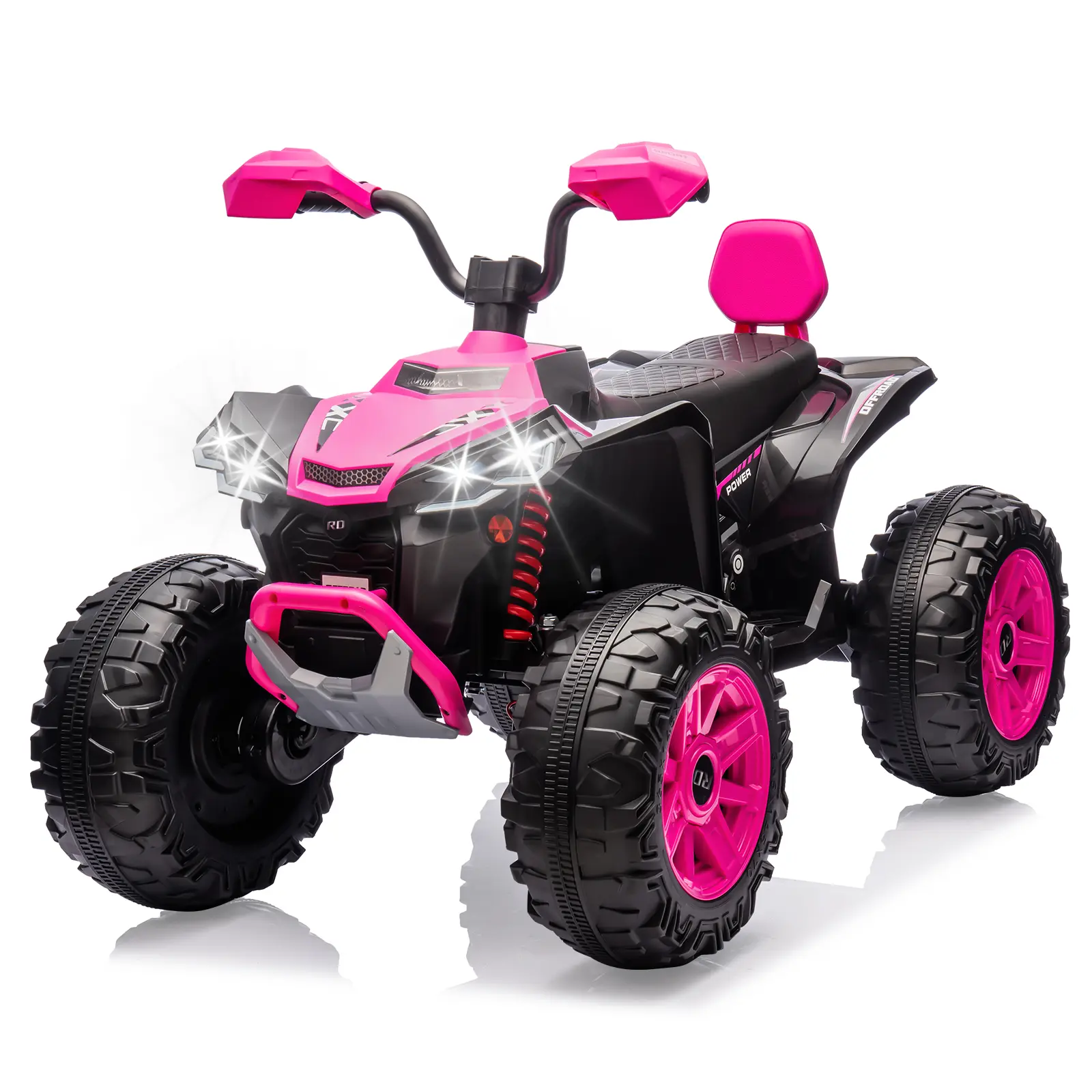 2-Seater ATV Ride-On, 24V Electric Quad 4 Wheeler,Ah Battery, Remote Control, Bluetooth, MP3, USB, Spring Suspension, Knee Pads