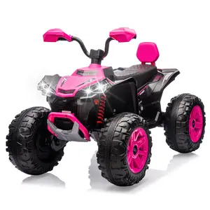2-Seater ATV Ride-On, 24V Electric Quad 4 Wheeler,Ah Battery, Remote Control, Bluetooth, MP3, USB, Spring Suspension, Knee Pads