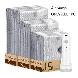 2026 Upgraded Rechargeable Travel Vacuum Bag Set 6/15-Pack Compression Bag for Luggage USB-Powered Handheld Pump Space-Saving, Durable Zipper, Lightweight Storage Box for Clothing and Packing