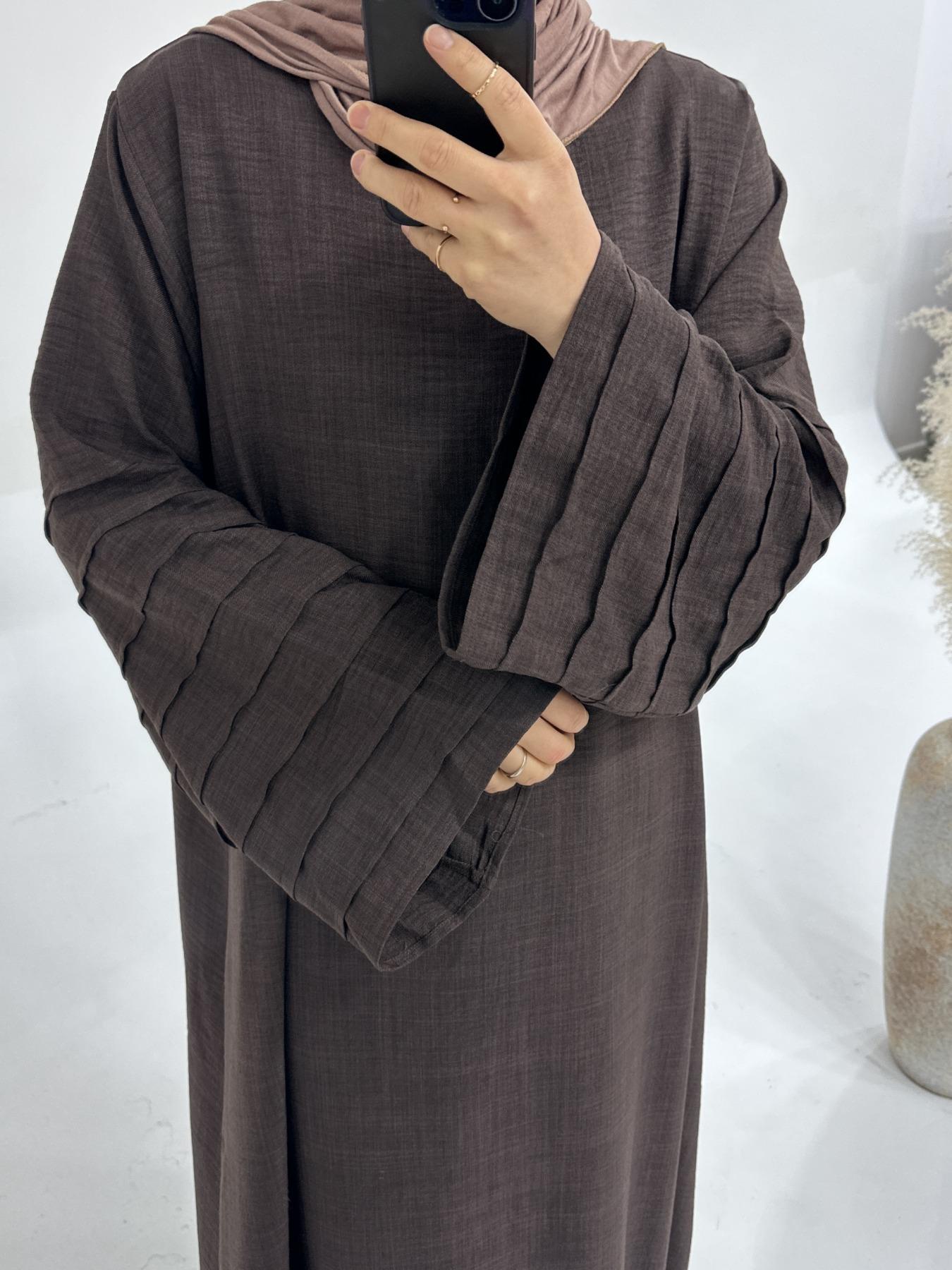 Women's Plain Long Sleeve Abaya Dress, Modest Casual Long Sleeve Round Neck Dress for Daily Wear, Ladies Islamic Clothing for All Seasons