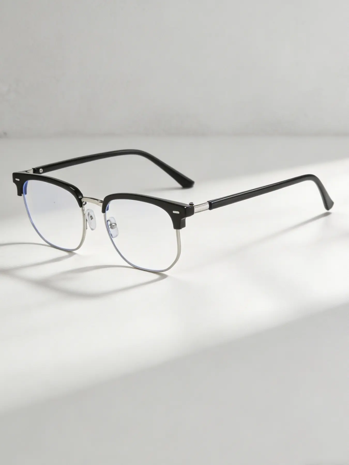 Fashionable Blue Light Blocking Half Frame Glasses, Lightweight Durable Plastic Frame, Ideal for Work Study Computer Phone Daily Use, Lightweight Frame Design
