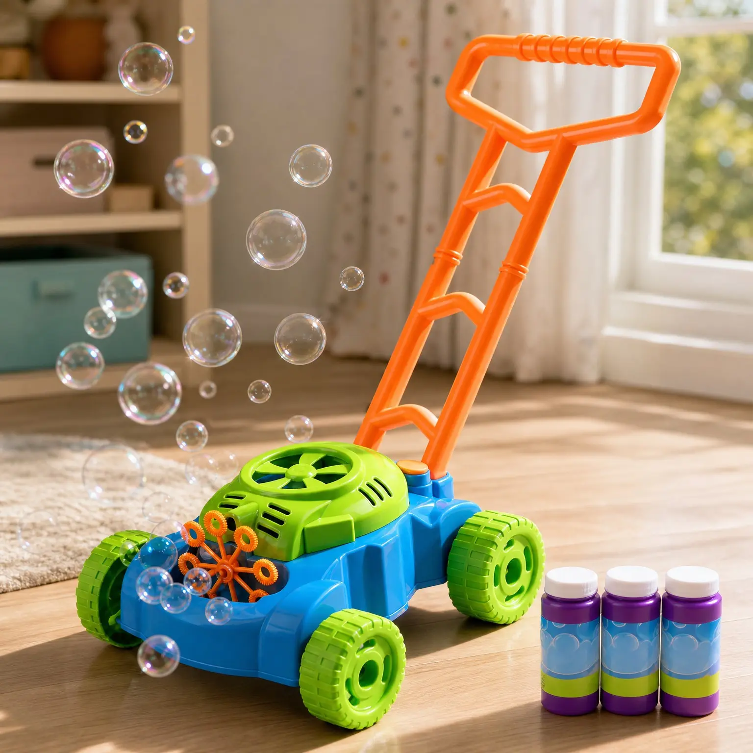 Bubble Lawn Mower Toddler Toy, Bubble Machine Outdoor Garden Toy for 1-3 Year Old Boys Girls, Summer Push Gardening Toys, Birthday Gift for Preschool Kids