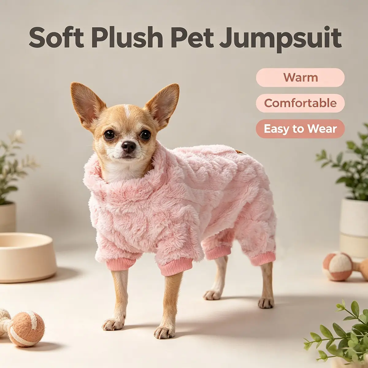 Thickened Pet Four-Legged Suit, Metal D-Ring Back, Soft Plush Fabric, Warm and Cozy, Suitable for Dogs and Cats, Indoor and Outdoor Use
