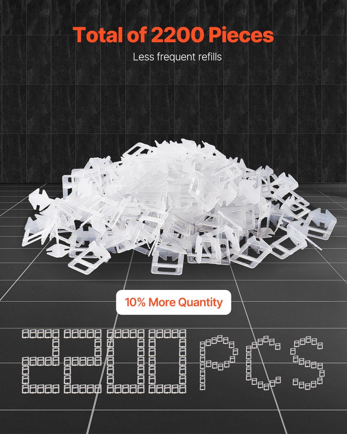 VEVOR Tile Leveling System Clips, 2200-Piece DIY Tile Leveler Spacers, 1/16"(1.5 mm) Tile Leveler Clips, Tile Leveling System Tile Installation Tools for Professional Ceramic Tile, Stone Installation VEVOR Tile Leveling System Clips, 2200-Piece DIY Tile Leveler Spacers, 1/16"(1.5 mm) Tile Leveler Clips, Tile Leveling System Tile Installation Tools for Professional Ceramic Tile, Stone Installation