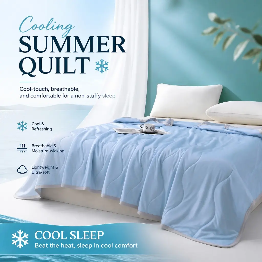 Summer Cooling Throw Blanket, Soft Breathable Lightweight Cooling Quilt for Hot Sleepers, Summer Cozy Bedding Supplies for Home, Office & Travel