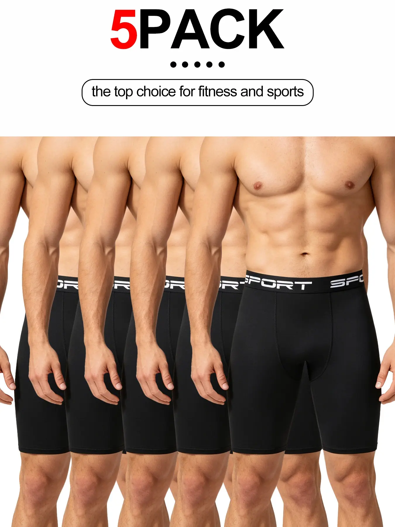 3-Pack Men's Tight Shorts, Breathable Quick-Dry High Elastic, Gym Running Street Style, Sporty Slim-Fit, All Seasons