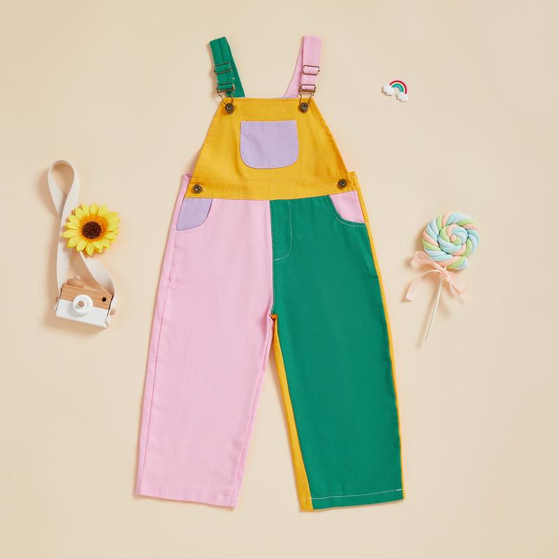 Toddler 90's Style Denim Overalls Babby Boy Girl Suspender Romper Dopamine Color Sleeveless Jumpsuit with Adjustble Shoulder Strap Baby Clothing Casual