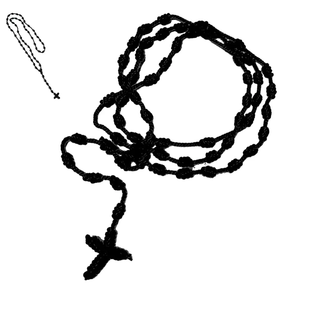 Hand Braided Rosary Cross Necklace for Men & Women, Tough Nylon Adjustable Cord, Religious Faith-Inspired Braided Necklaces, Mother's Day Gift