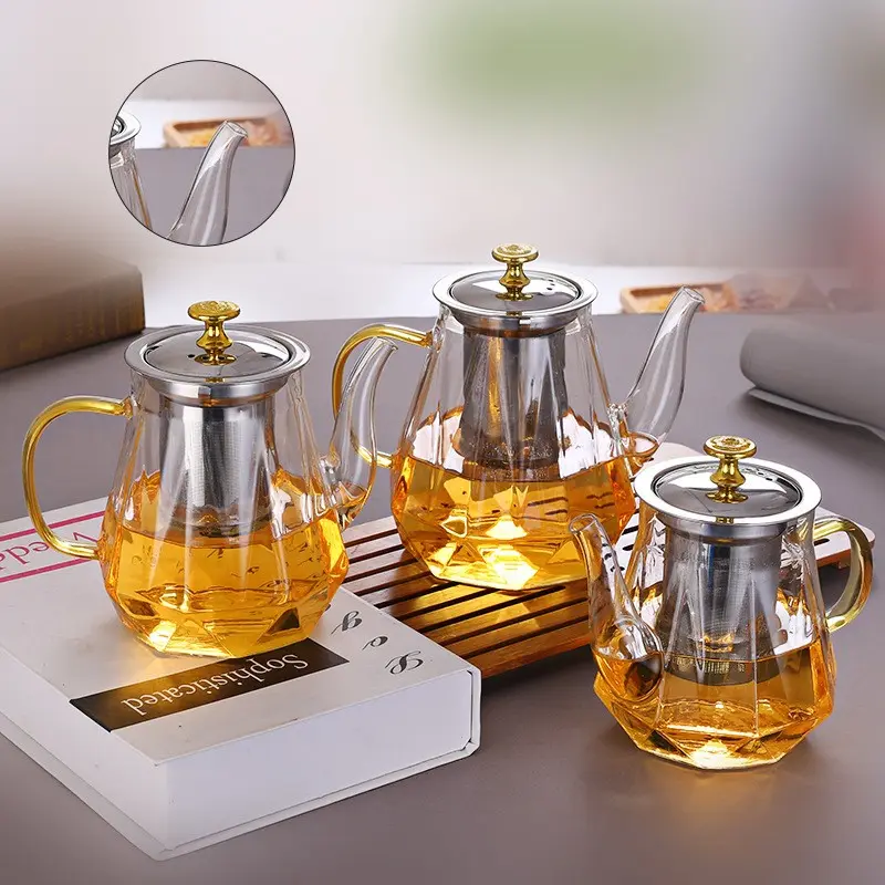 High Borosilicate Glass Brew Kettle, Lead Free Stovetop Safe Teapot with Stainless Steel Fine Mesh Tea Strainer, Tea Pot With Infusers For Loose Tea, Thermal Shock Resistant Wide Mouth Large Capacity, Dishwasher Safe for Loose Leaf Tea