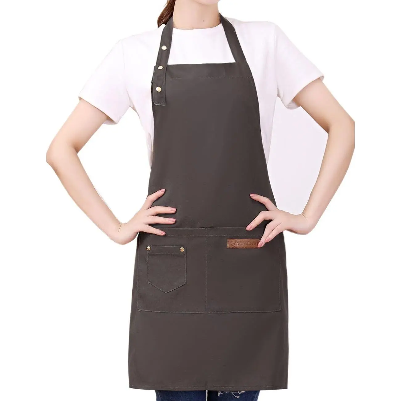 Kitchen Cooking Apron for Women Men with Big Pockets Canvas  Aprons for Server Pottery Artist Chef Apron