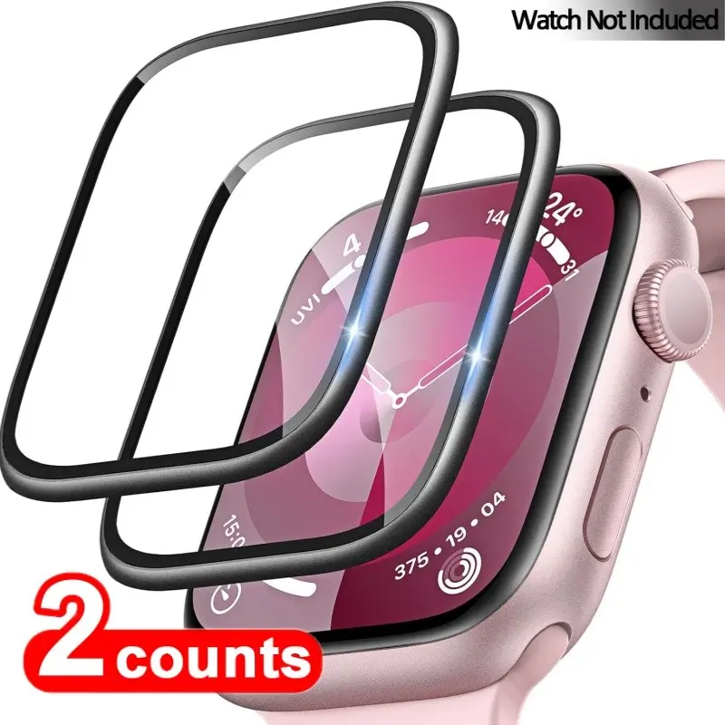 [2 Pack] Screen Protector for Apple Watch Series 11/10/9/8/7/6/se/5/4, 3D Curved Edge Full Coverage, Anti-Scratch HD Clear Film, Smartwatch Accessories