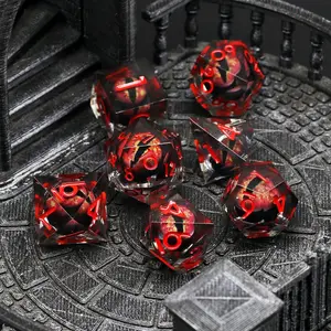 7 Transparent Rainbow Eye Liquid Core Dice Set, Silver Color Numbers, Smooth Wear-Resistant, Perfect for D&d, Coc, Mtg Tabletop Games