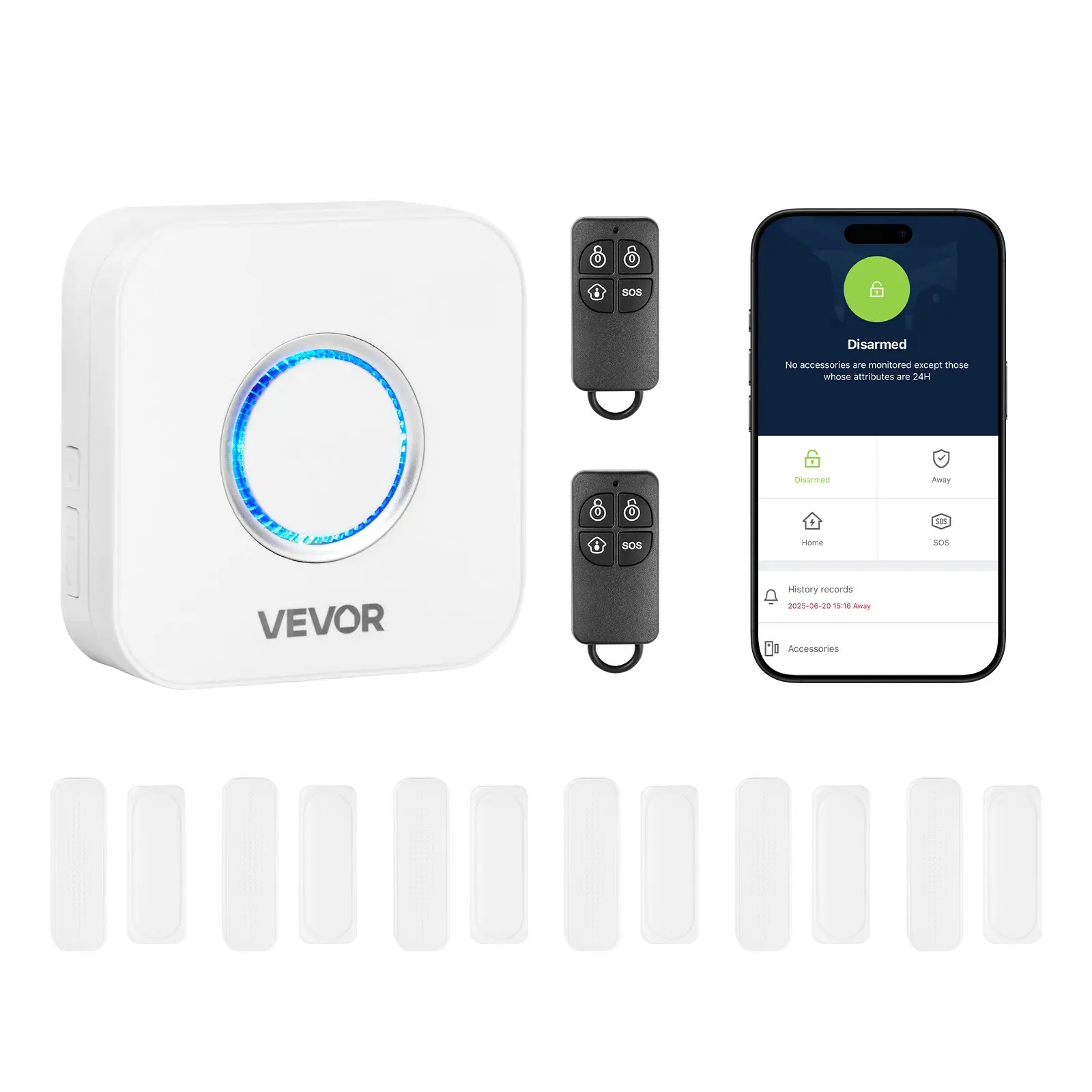 【DealsForYouDays】VEVOR Door Chime, DC 12V, Wireless Door Open Contact Sensor Alarm Chime with 656 ft Range, Remote Control with App, Doors Ringer Alert for Business, Store, Home, Office (6 Sensors+ 1 Receiver)