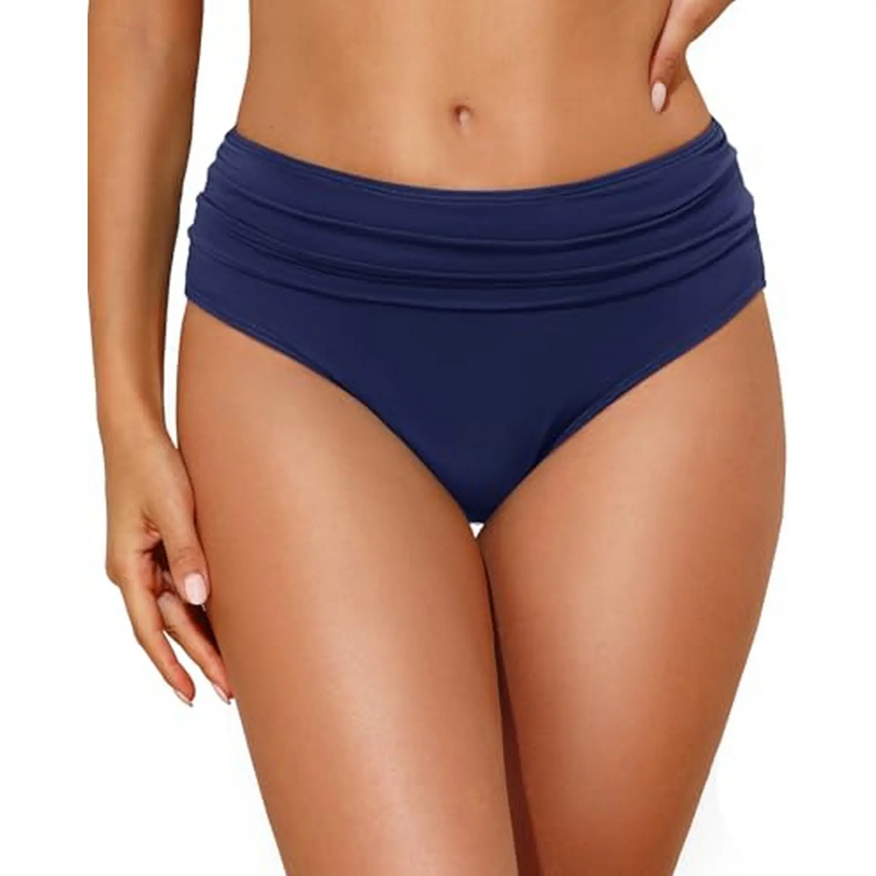Tempt Me Women Mid Rise Bikini Bottoms Full Coverage Ruched Scrunch Swim Bottom
