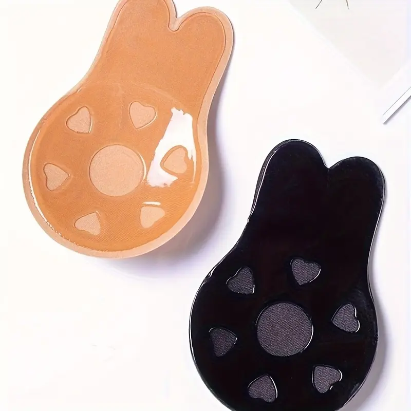 2pcs of Women'S Breathable Pull-Up Breast Enhancement Patches, Self-Adhesive Silicone Strapless Invisible Bra Patches, Reusable Adhesive Breast Lifting Tape, Rabbit Shaped Bra Pads, Women'S Underwear And Additions