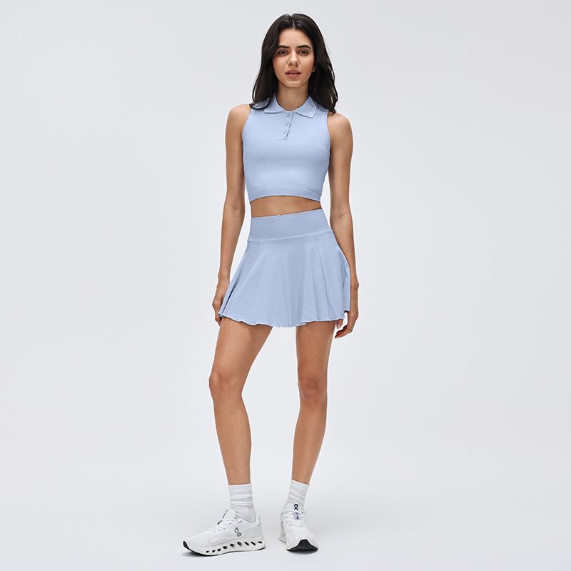 High Waist Slim Yoga Skort, Lightweight Breathable Athletic Skirt, Anti-See Through Golf Tennis Workout Skort with Liner Shorts