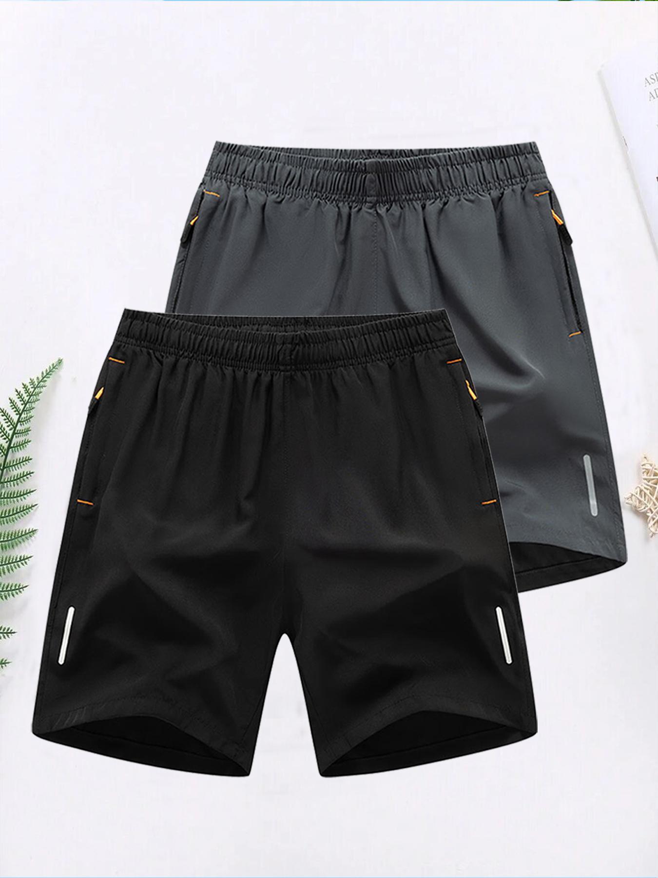 Men's Solid Color Zipper Pocket Shorts,  Casual Comfy Breathable Shorts for Summer, Men's Bottoms for Daily Wear, Casual Shorts Set