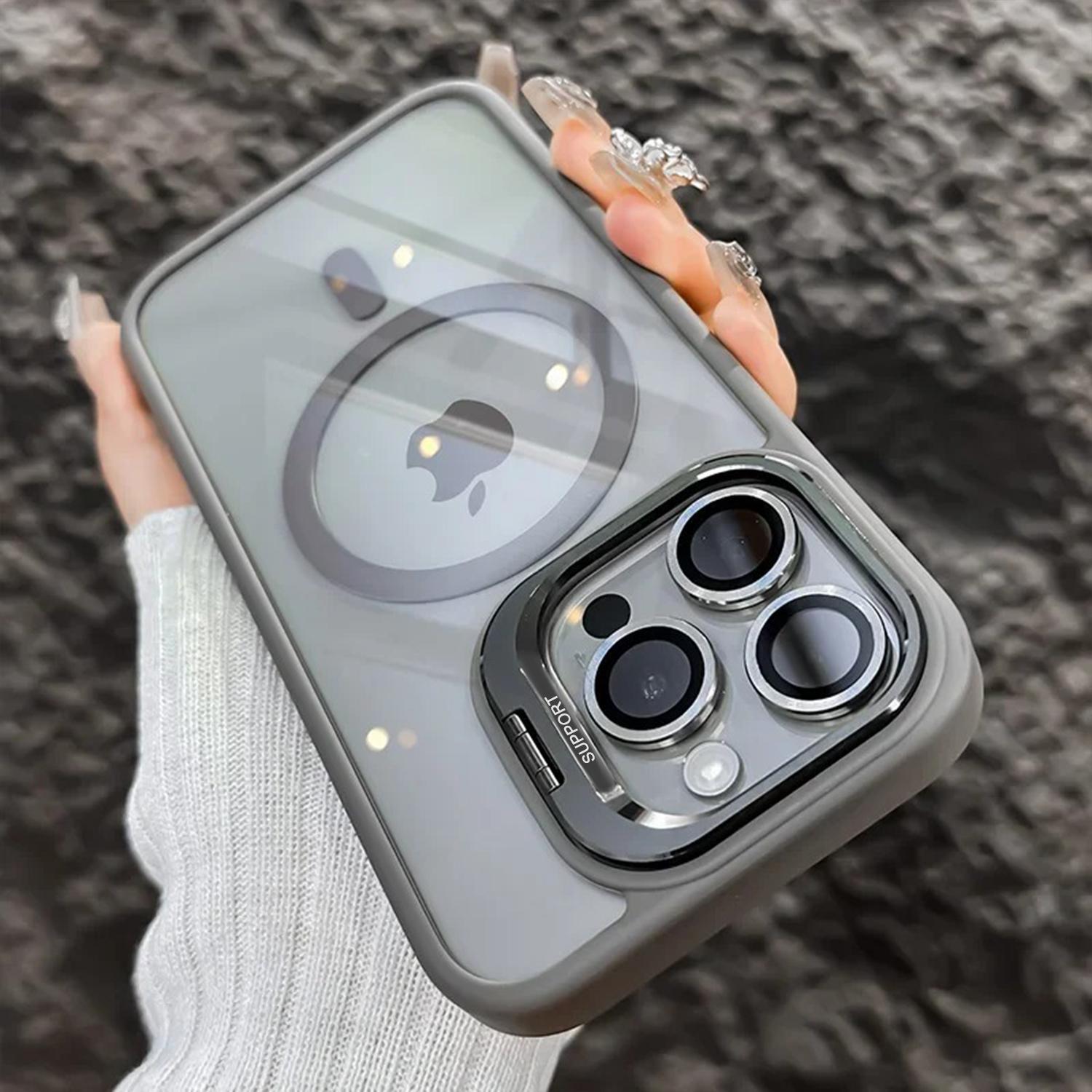 For iPhone 17 Pro Max 17 Air 12 13 14 15 16 Case, Compatible with MagSafe, Built-in Camera Ring Stand, Camera Lens Protector, Military-Grade Protection, Magnetic Phone Case for iPhone 16 15 14 Plus, Clear Kickstand Case